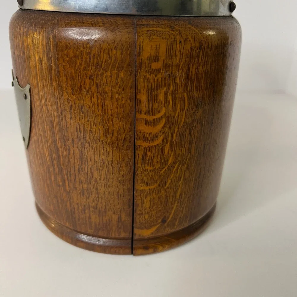 Antique Circa 1900 English Oak &‎ Celtic Silver Plate Biscuit Barrel Lid Handle